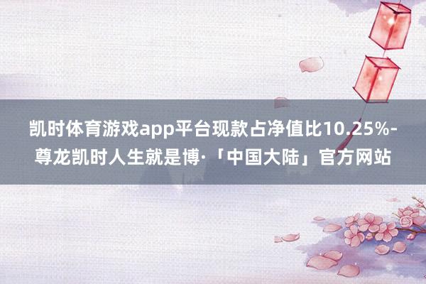 凯时体育游戏app平台现款占净值比10.25%-尊龙凯时人生就是博·「中国大陆」官方网站