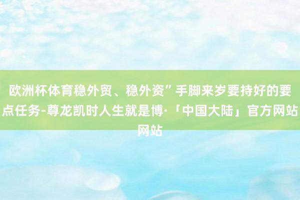 欧洲杯体育稳外贸、稳外资”手脚来岁要持好的要点任务-尊龙凯时人生就是博·「中国大陆」官方网站