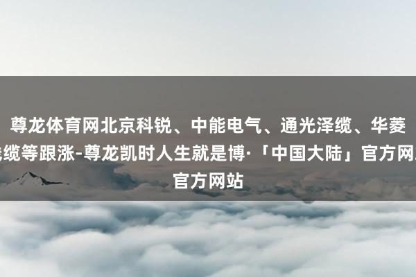 尊龙体育网北京科锐、中能电气、通光泽缆、华菱线缆等跟涨-尊龙凯时人生就是博·「中国大陆」官方网站