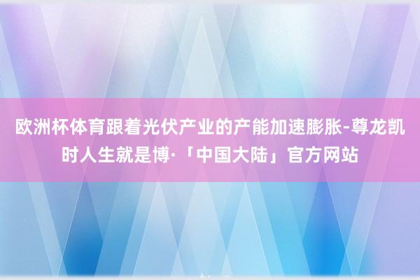 欧洲杯体育跟着光伏产业的产能加速膨胀-尊龙凯时人生就是博·「中国大陆」官方网站