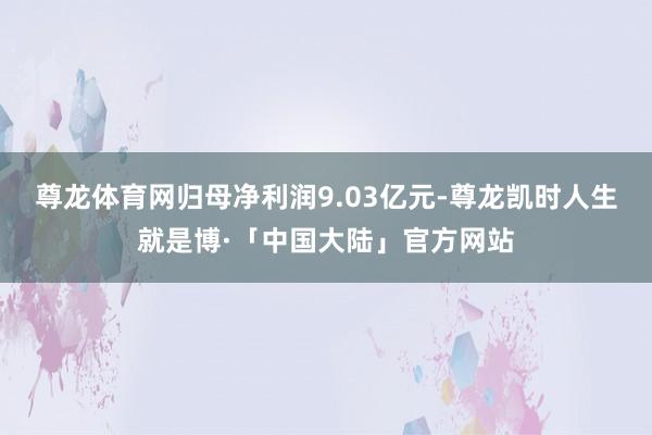 尊龙体育网归母净利润9.03亿元-尊龙凯时人生就是博·「中国大陆」官方网站