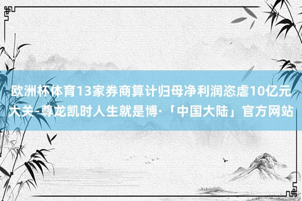 欧洲杯体育13家券商算计归母净利润恣虐10亿元大关-尊龙凯时人生就是博·「中国大陆」官方网站