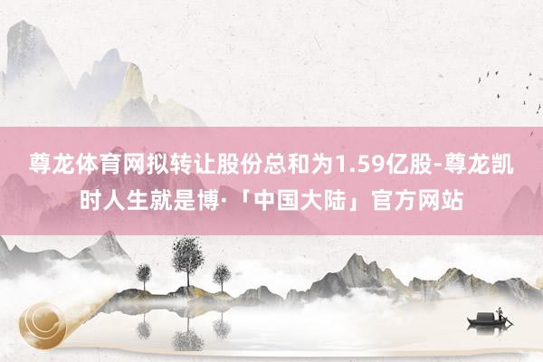 尊龙体育网拟转让股份总和为1.59亿股-尊龙凯时人生就是博·「中国大陆」官方网站