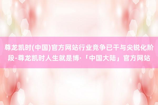 尊龙凯时(中国)官方网站行业竞争已干与尖锐化阶段-尊龙凯时人生就是博·「中国大陆」官方网站